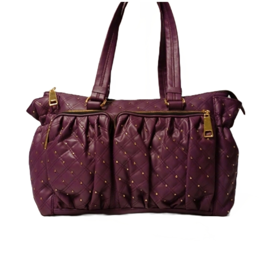 LARGE BURGUNDY STUDDED UNBRANDED TOTE BAG NWOT